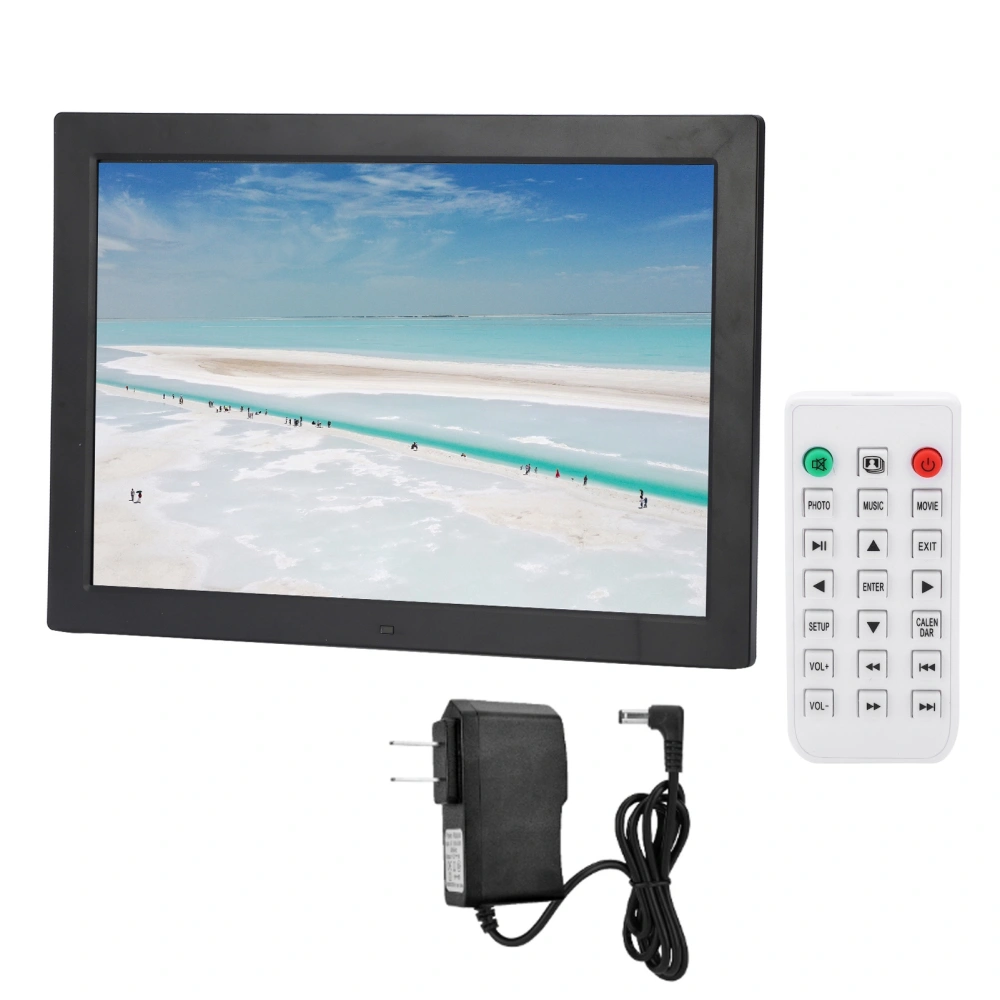 17in HD Digital Photo Frame 1440x900 Support MP3/MP4/Image Play with Digital Clock/calendar 100‑240VUS Plug