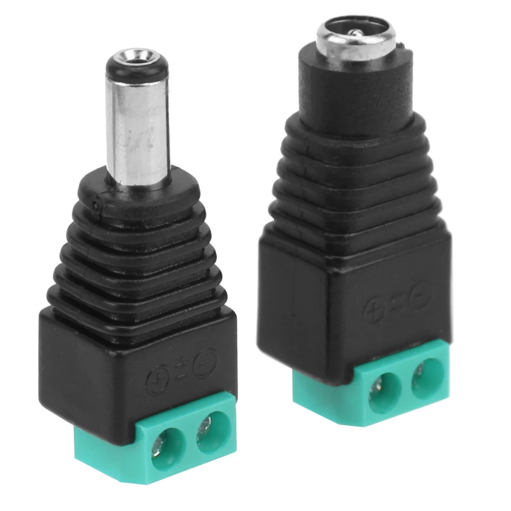 5.5x2.1mm DC Power Connector Male Female CCTV Power Adapters for Camera or LED LampGreen