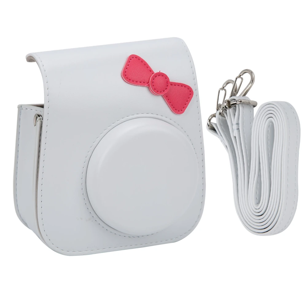 PU Leather Antidrop Retro Shoulder Protective Camera Bag Pouch for Instax mini11/8/9(White )