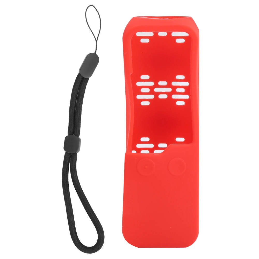 Silicone Case Antiskid Protective Cover Housing Heat Dissipation Shell for Osmo Pocket 1/2red+black rope