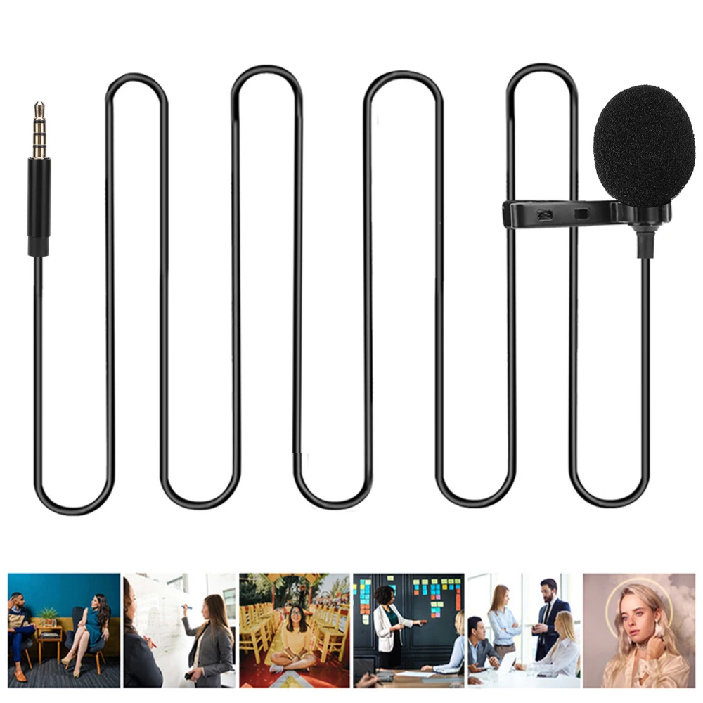 1.5m Portable Lavalier Interview Microphone Phone Live Professional Recording Collar Clip