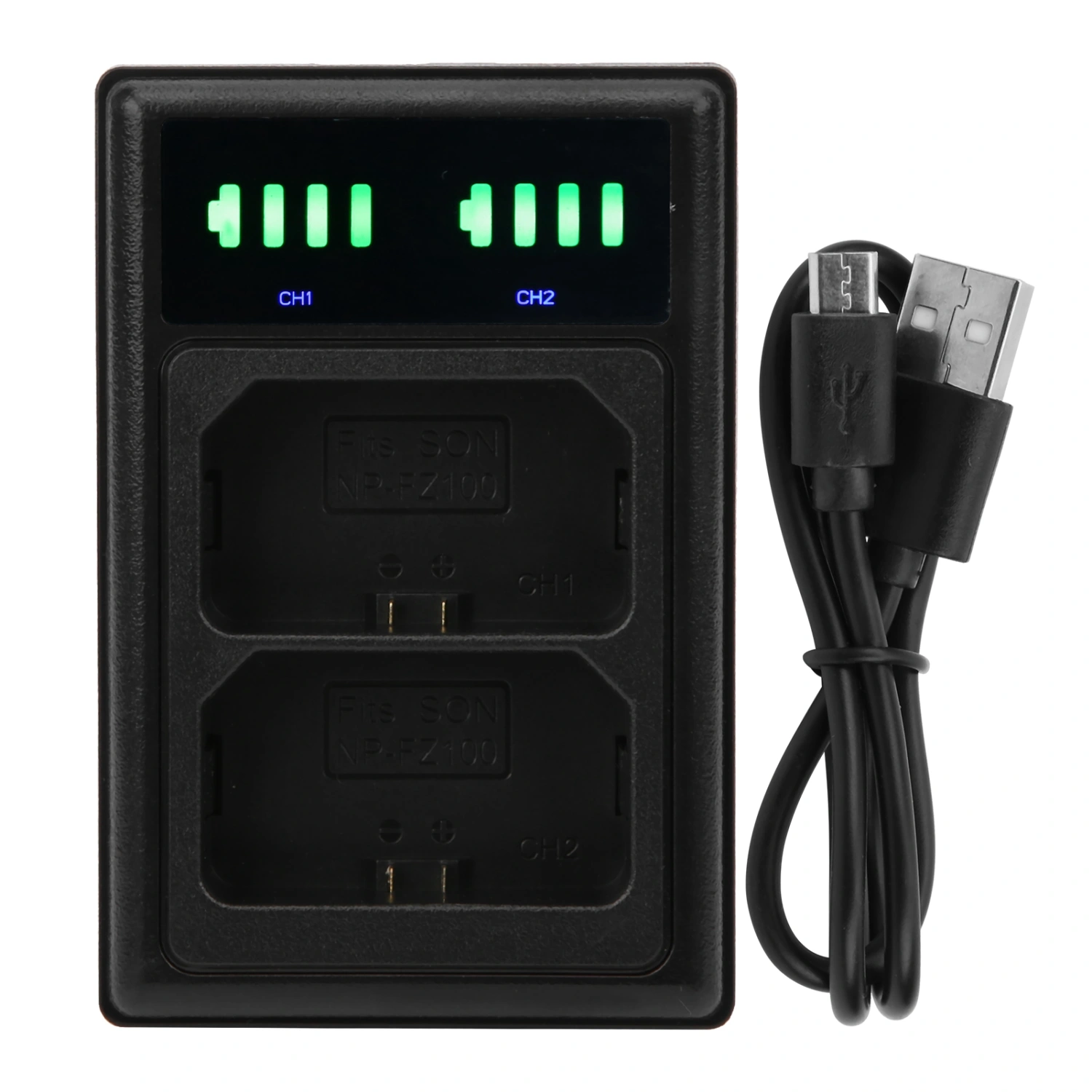 Portable Camera Battery Dual Port Charger Charging Dock with LCD Display for NPFZ100