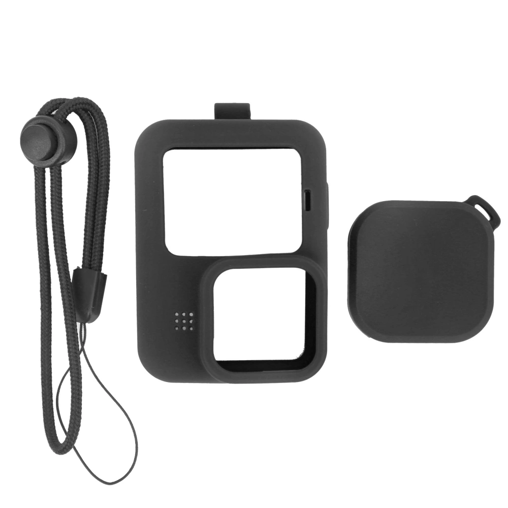 Soft Silicone Protective Case Cover Safety Wrist Lanyard with Camera Lens Cap for GoPro 9Black