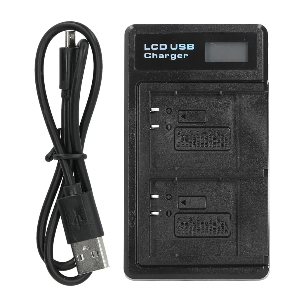 Portable Camera Battery Charger for LI-50B USB Camera Dual Charger with LCD Display