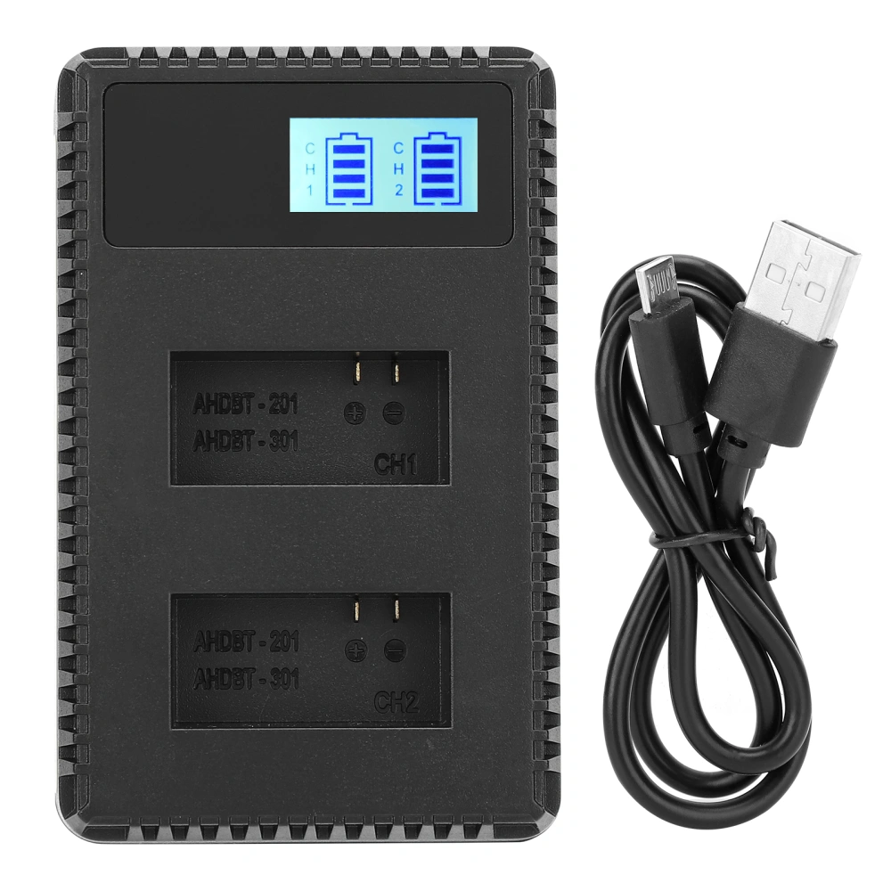 Portable Camera Battery Charger for AHDBT‑301 USB Camera Dual Charger with LCD Display