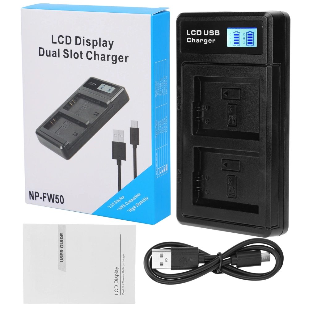 LCD Display Screen Lithium Battery Double Charge Charger USB Charging Base for NPFW50