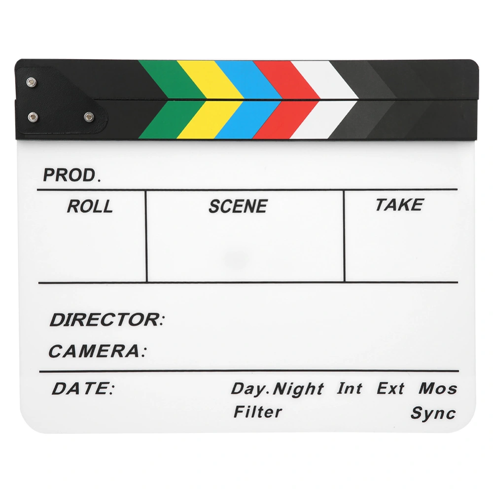 30x25CM Film Clapperboard Acrylic Clapstick Photography Props Director Board Tool(Colorful striped white board(PAV1Y) )