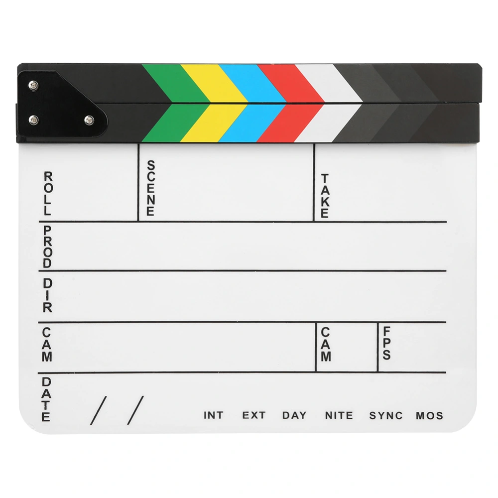 30x25CM Acrylic Movie Clapperboard Professional Director Action Clap Film Photography Tool(Colorful Stripe White Board（PAV1CWE4） )