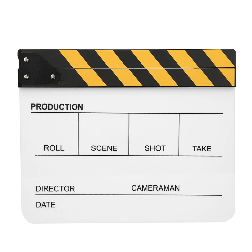 30x25CM Organic Acrylic Clapperboard Movie Film Director Action Clap Photography Tool(Yellow Stripe White Board（PAV1YWE3） )