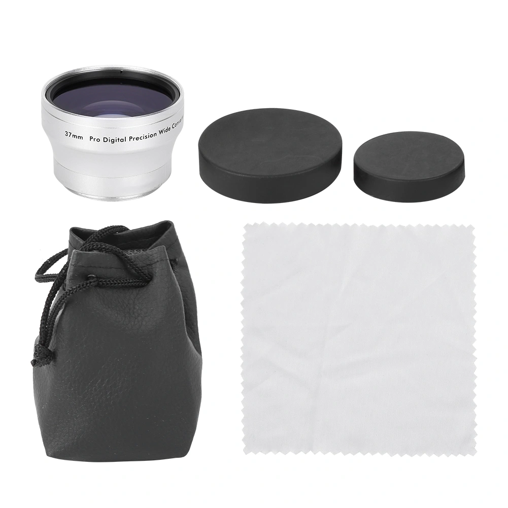 0.45X Silver Optical Glass Camera Wide Angle Magnification Additional Lens for 37mm Camera Lenses