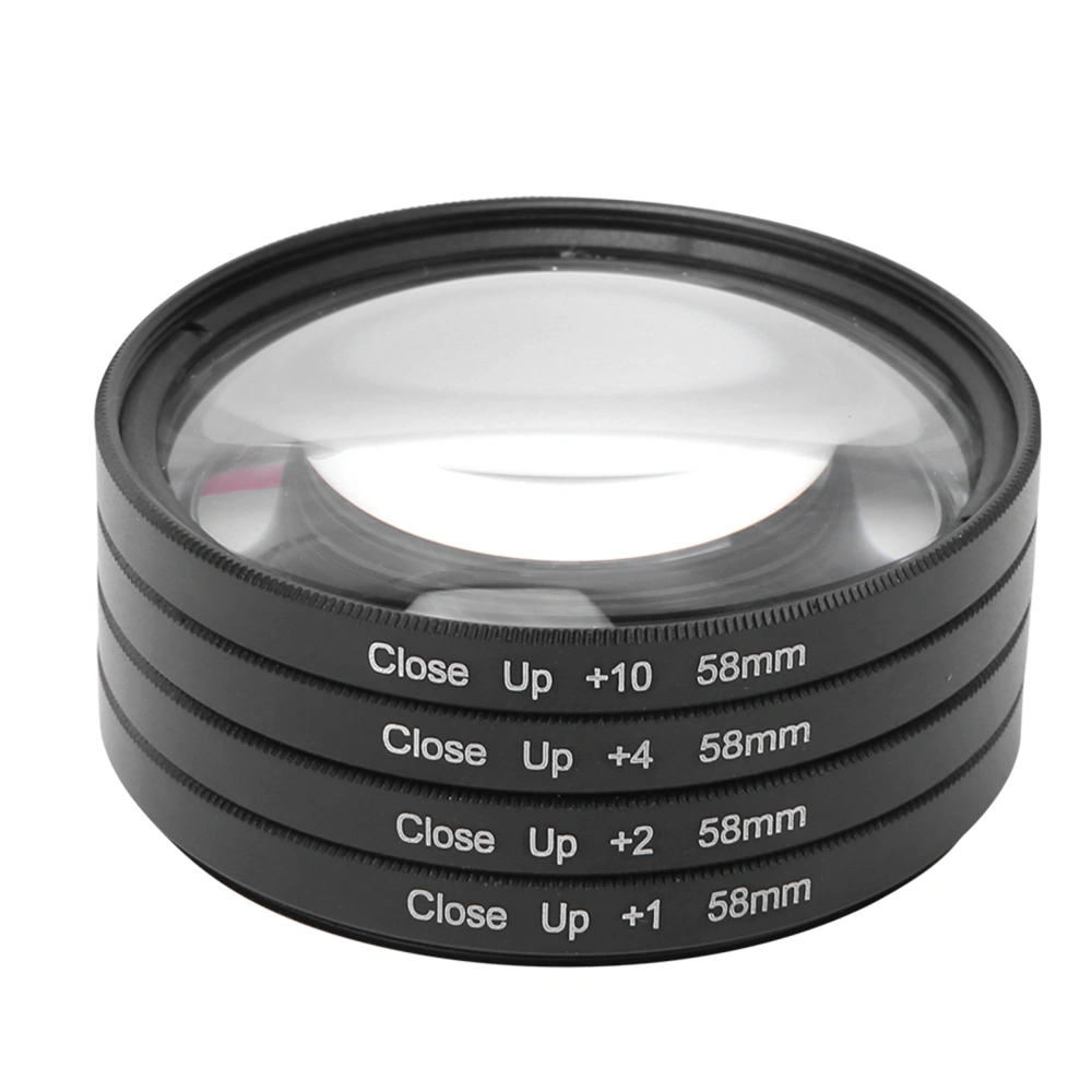 Optical Glass Macro Close Up +1 +2 +4 +10 Lens Filter Kit 58mm for Canon Nikon Sony Cameras