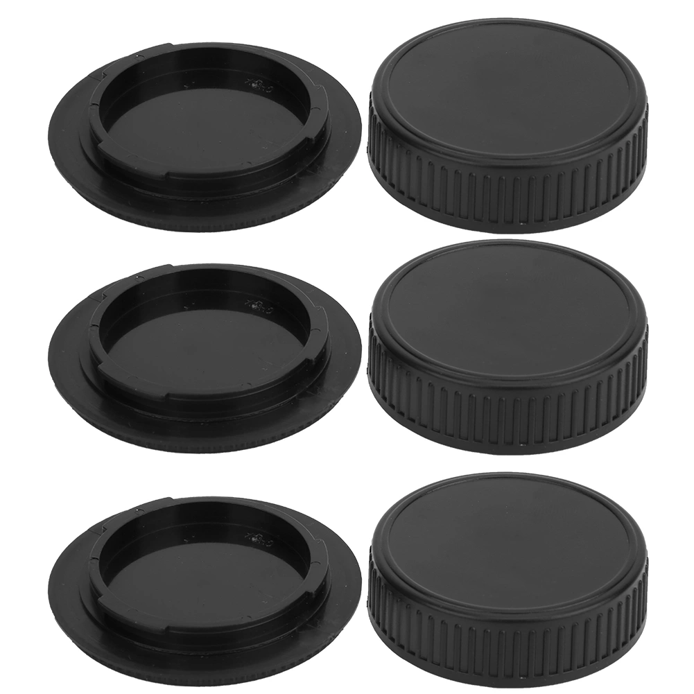 3PCS Black Plastic Portable Lens Rear Cover Body Front Cap Kit Fit for Pentax PK Mount Camera