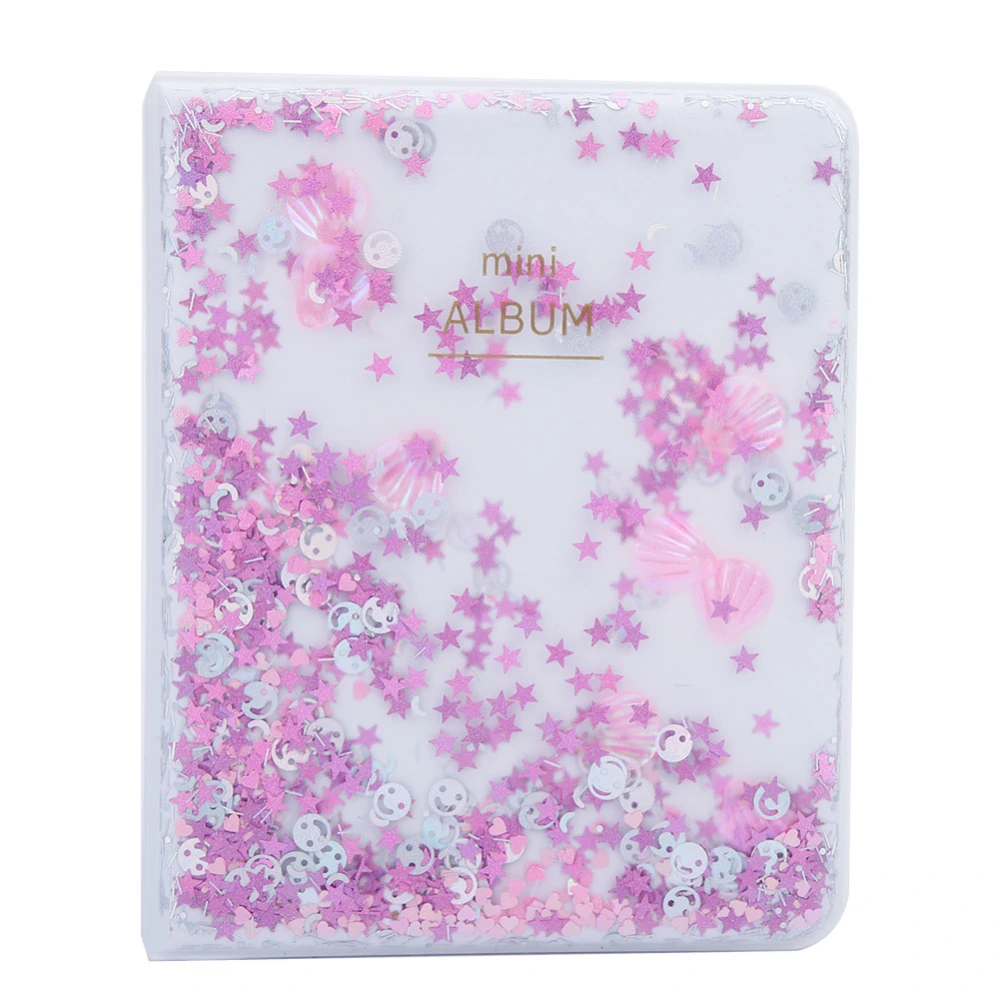 Quicksand Beads 64 Pockets 3 Inch Mini Photo Book Album For Instax Camera Photos(pink)