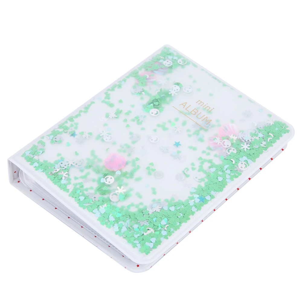 Quicksand Beads 64 Pockets 3 Inch Mini Photo Book Album For Instax Camera Photos(green)