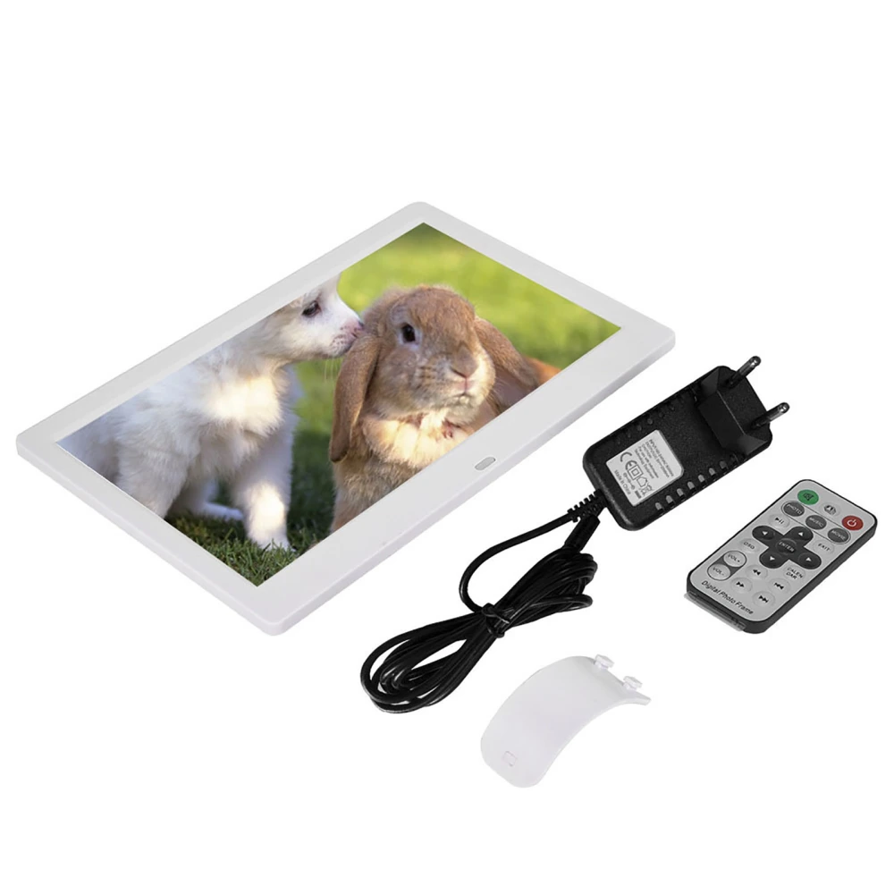 10inch 16:9 1024*600 HD Screen Digital Photo Frame Electronic Album White EU Plug AC100-240V