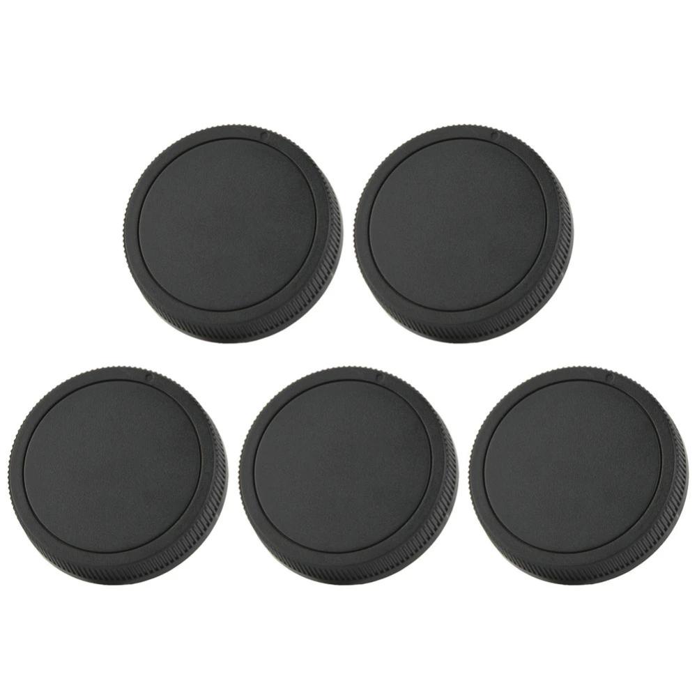 5PCS Portable Black Plastic Rear Lens Cover Cap for Canon EOSM Mirrorless Camera Lenses