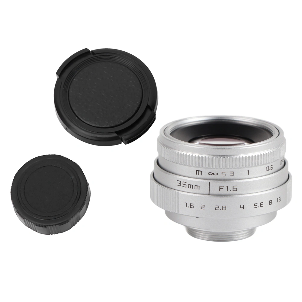 35mm F1.6 CCTV C Mount Large Aperture Lens for NEX M4/3 FX(silver)