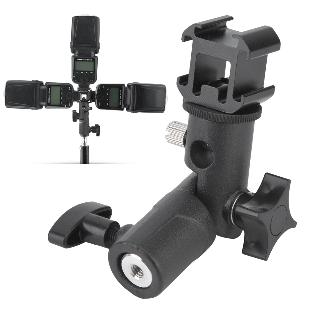 Swivel Tri Hot Shoe Mount Adapter Flash Light Stand Holder Bracket E Mount Support