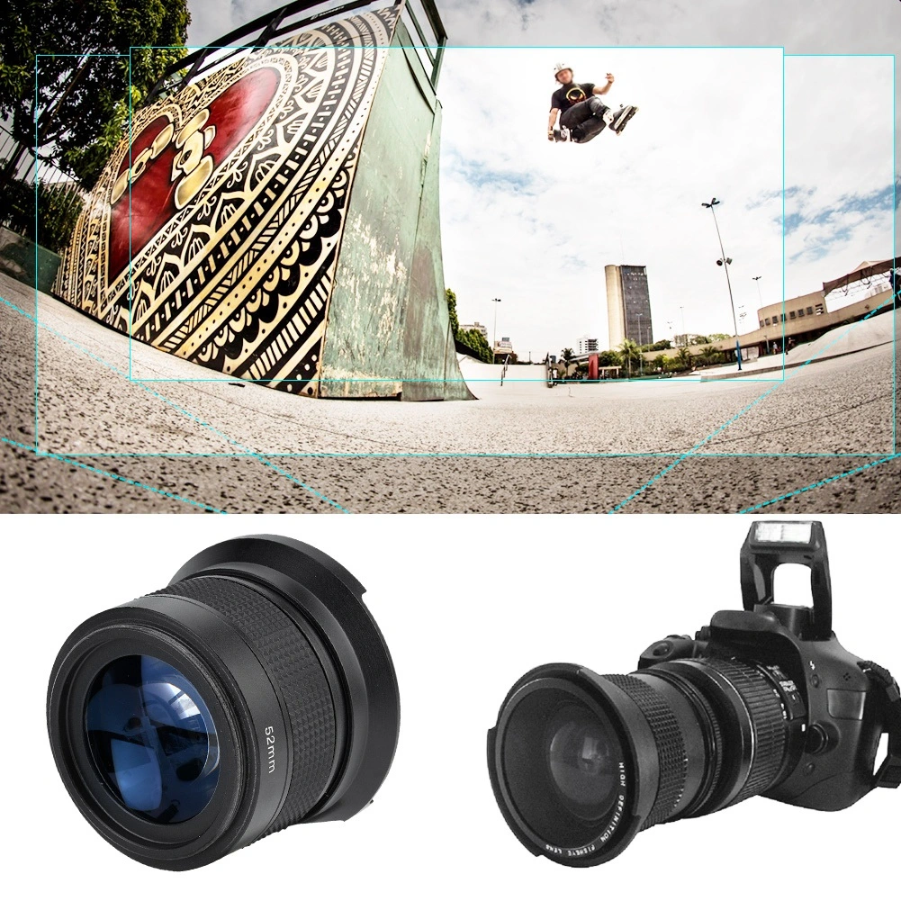 52mm 0.35X Universal Wide Angle Fisheye Lens with Lens Caps Storage Pouch for SLR DSLR