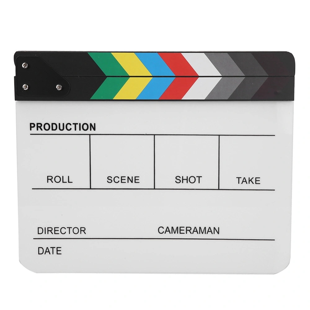 Acrylic Director Scene Clapperboard TV Movie Action Board Film Cut Prop with Pen(Color/White)