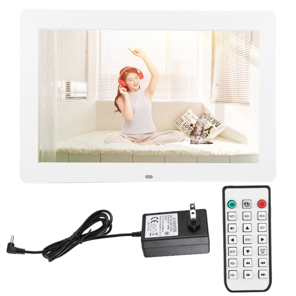 14 Inch HD 1080P Digital Photo Frame LED Electronic Album with Remote Controller (white US)