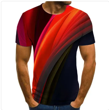 Men's 3D Color Flame Printed Short-sleeved T-shirt