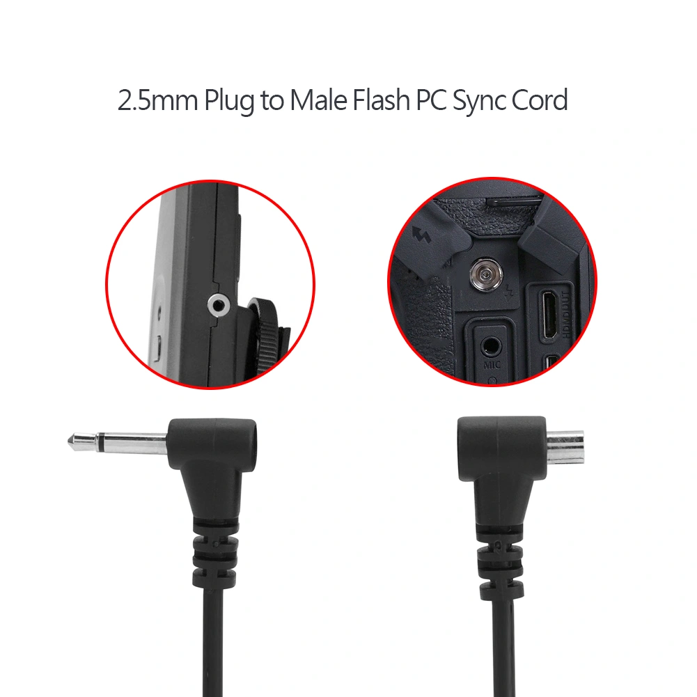 12-Inch/30CM Lightweight Flash PC Sync Cord 2.5mm Plug to Male PC Sync Cable