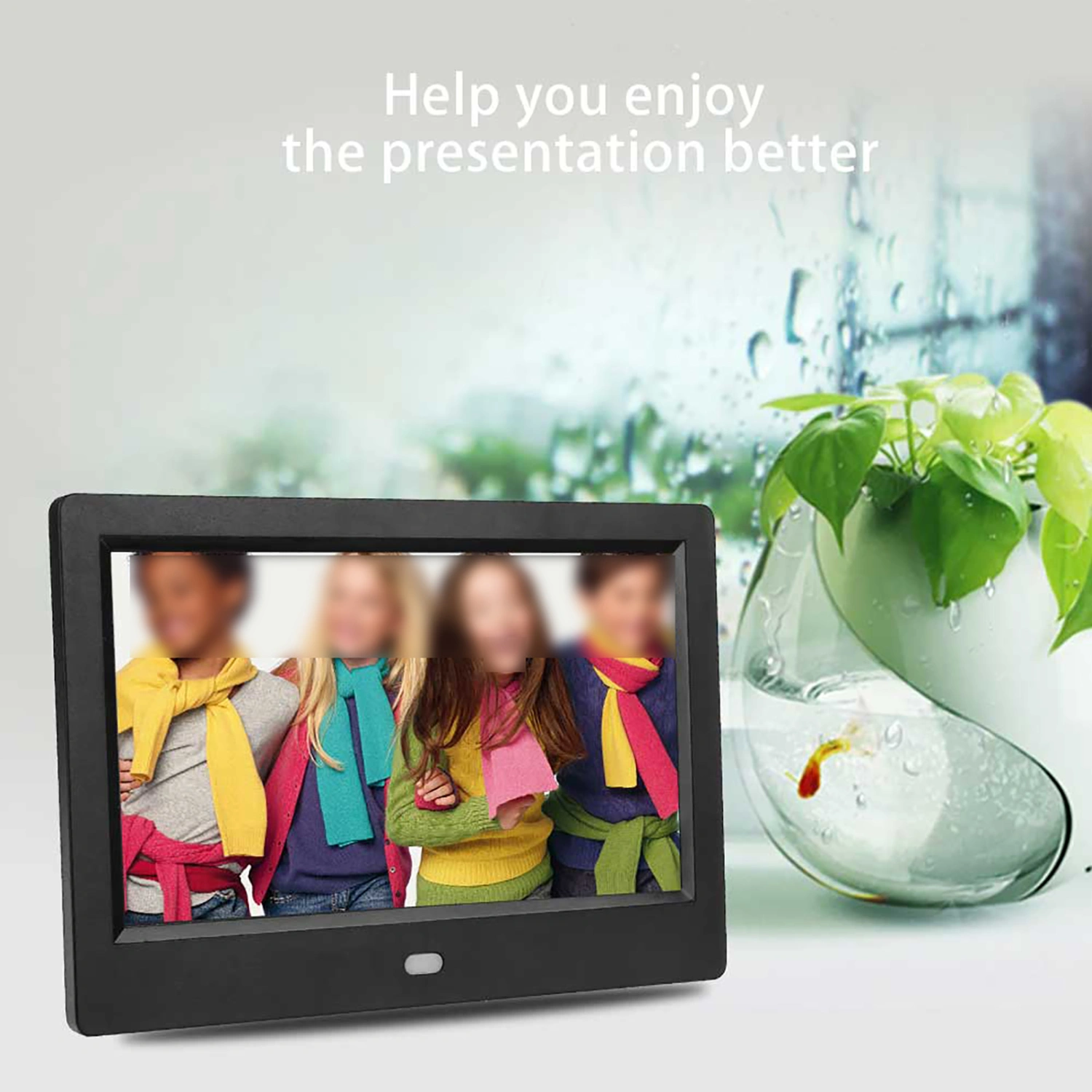 7" HD LED Screen Digital Photo Frame Alarm Clock MP3/4 Movie Player (EU plug)110-240V