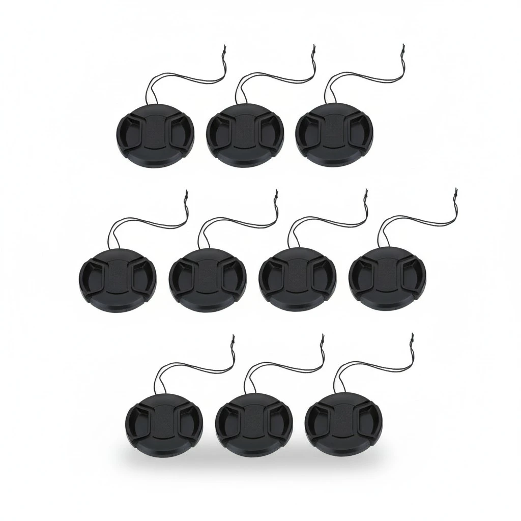10Pcs 58mm Center-pinch Lens Front Cap with Cord for Cameras Photography Accessories