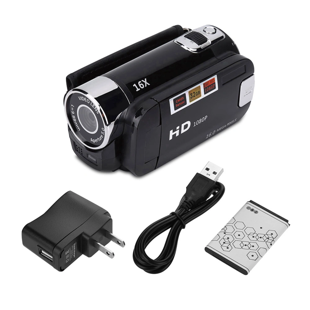 Full HD Rotation 16X High Definition Digital Camcorder Video DV Camera (US Black)