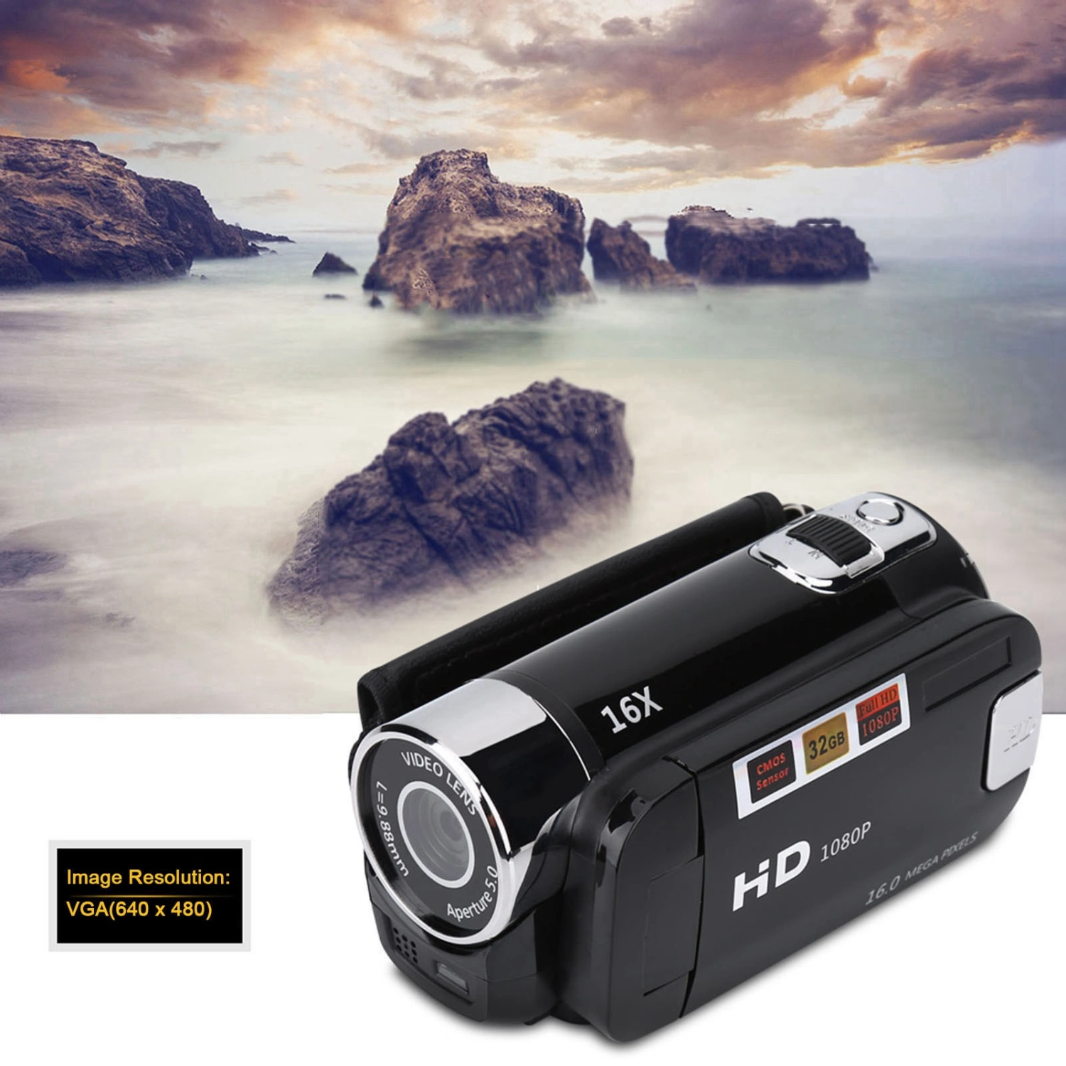 Full HD Rotation 16X High Definition Digital Camcorder Video DV Camera (US Black)