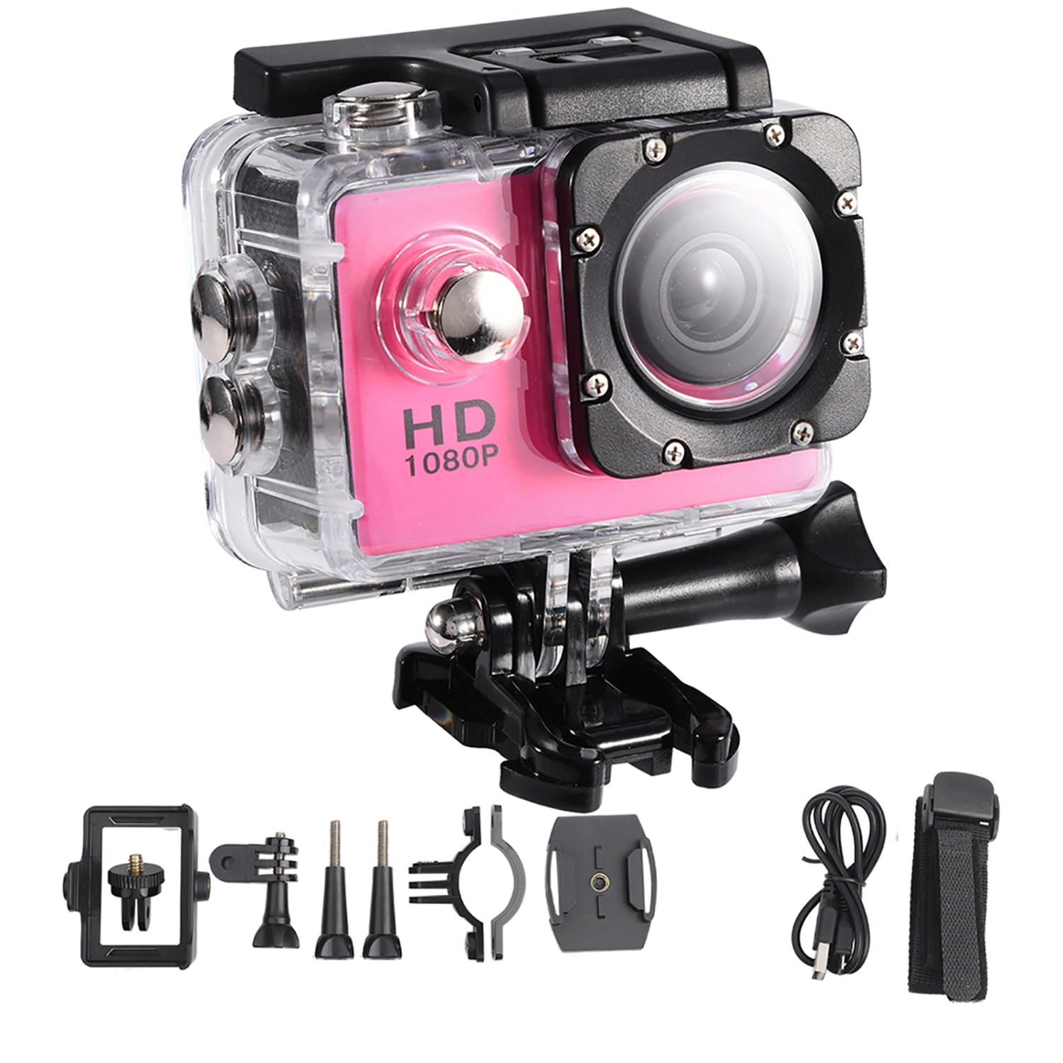 Waterproof Outdoor Cycling Sports Mini DV Action Camera Camcorder (Pink)
