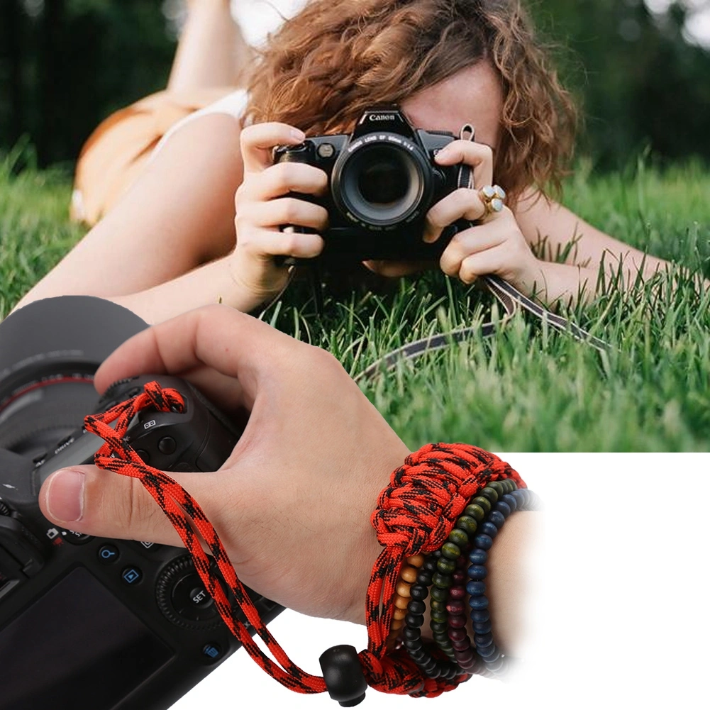 Camera Wrist Strap Hand Grip Outdoor Adjustable Paracord Lanyard Red Black