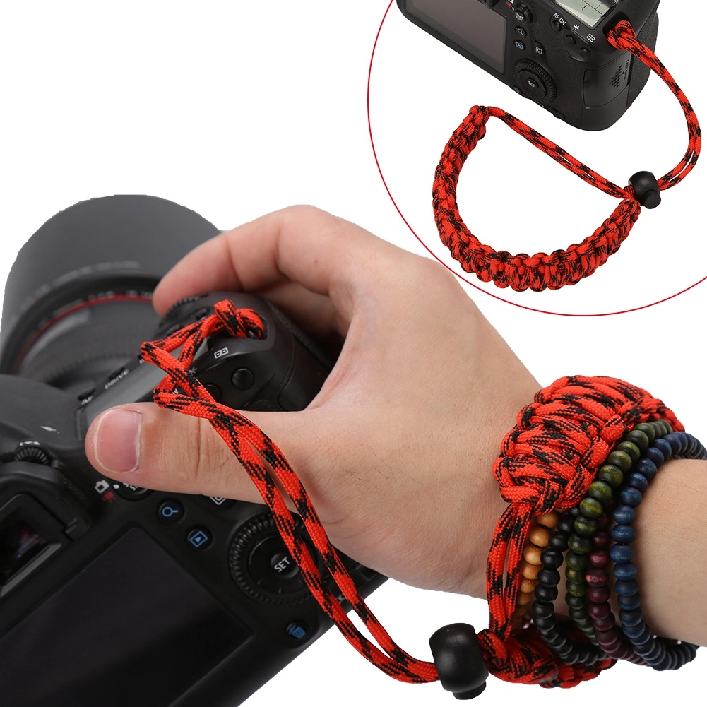 Camera Wrist Strap Hand Grip Outdoor Adjustable Paracord Lanyard Red Black