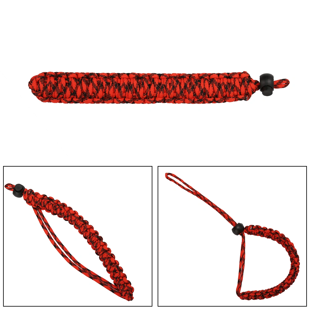 Camera Wrist Strap Hand Grip Outdoor Adjustable Paracord Lanyard Red Black