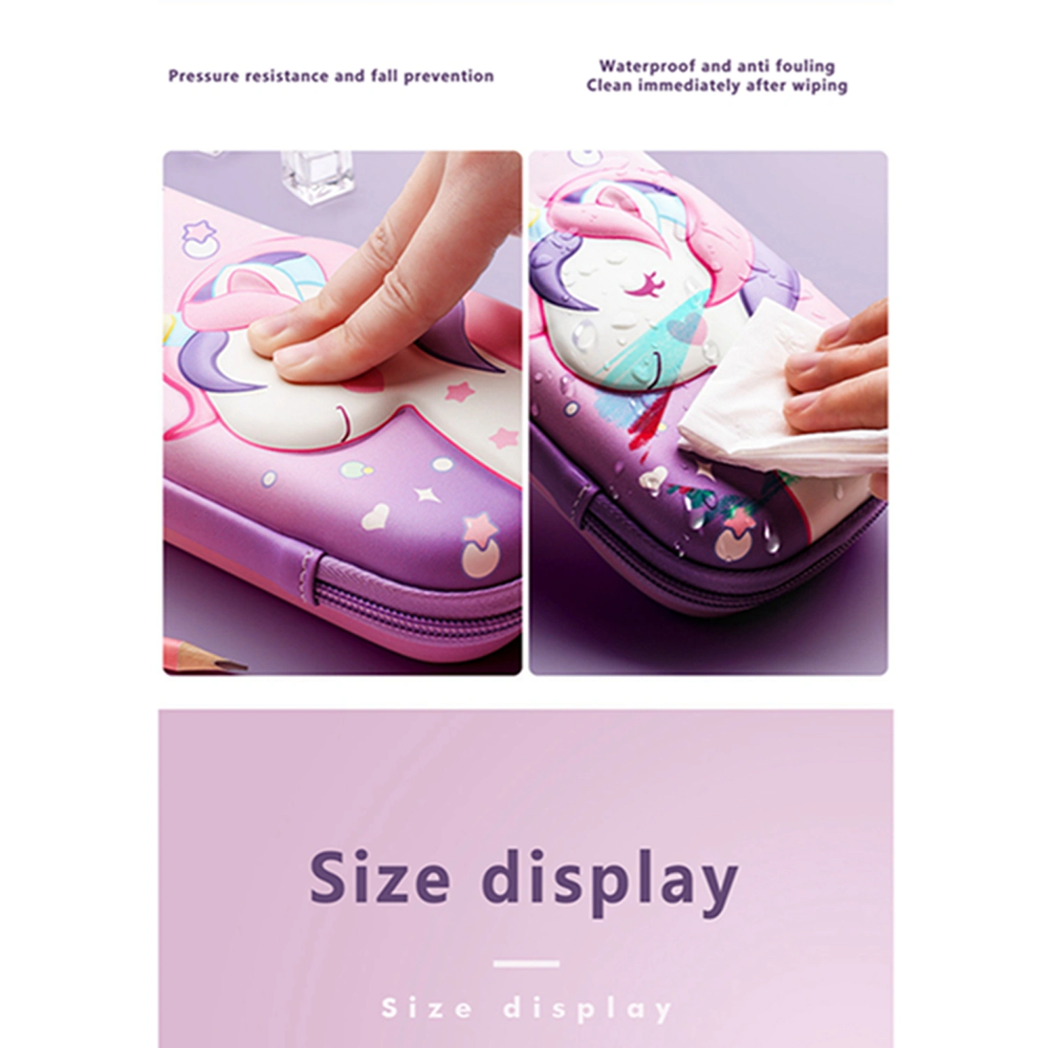 Large Capacity Pencil Pouch 3D EVA Pencil Case Unicorn Pen Bag