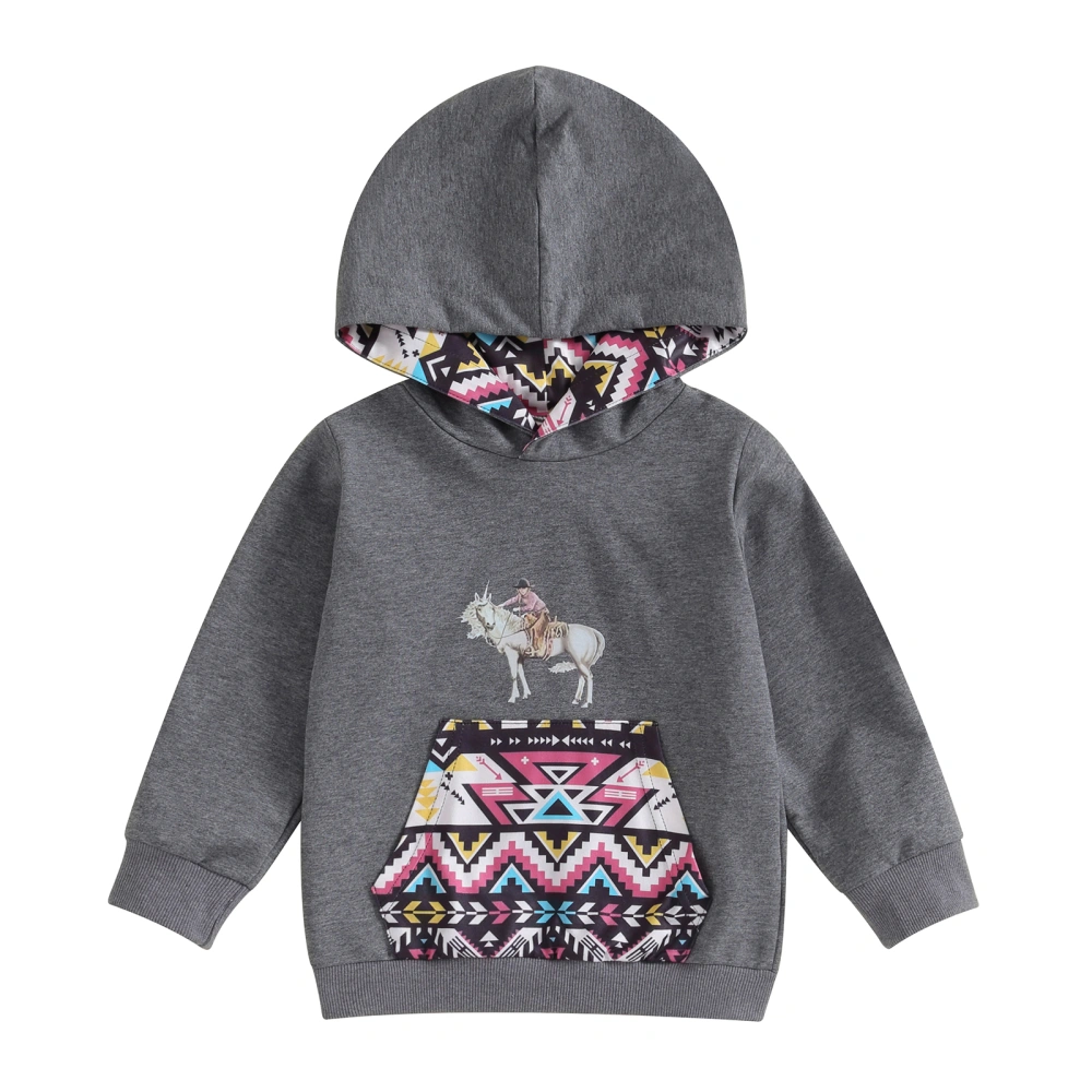 Toddler Boys Girls Hoodies Western Cowboy Print Pullovers Sweatshirts