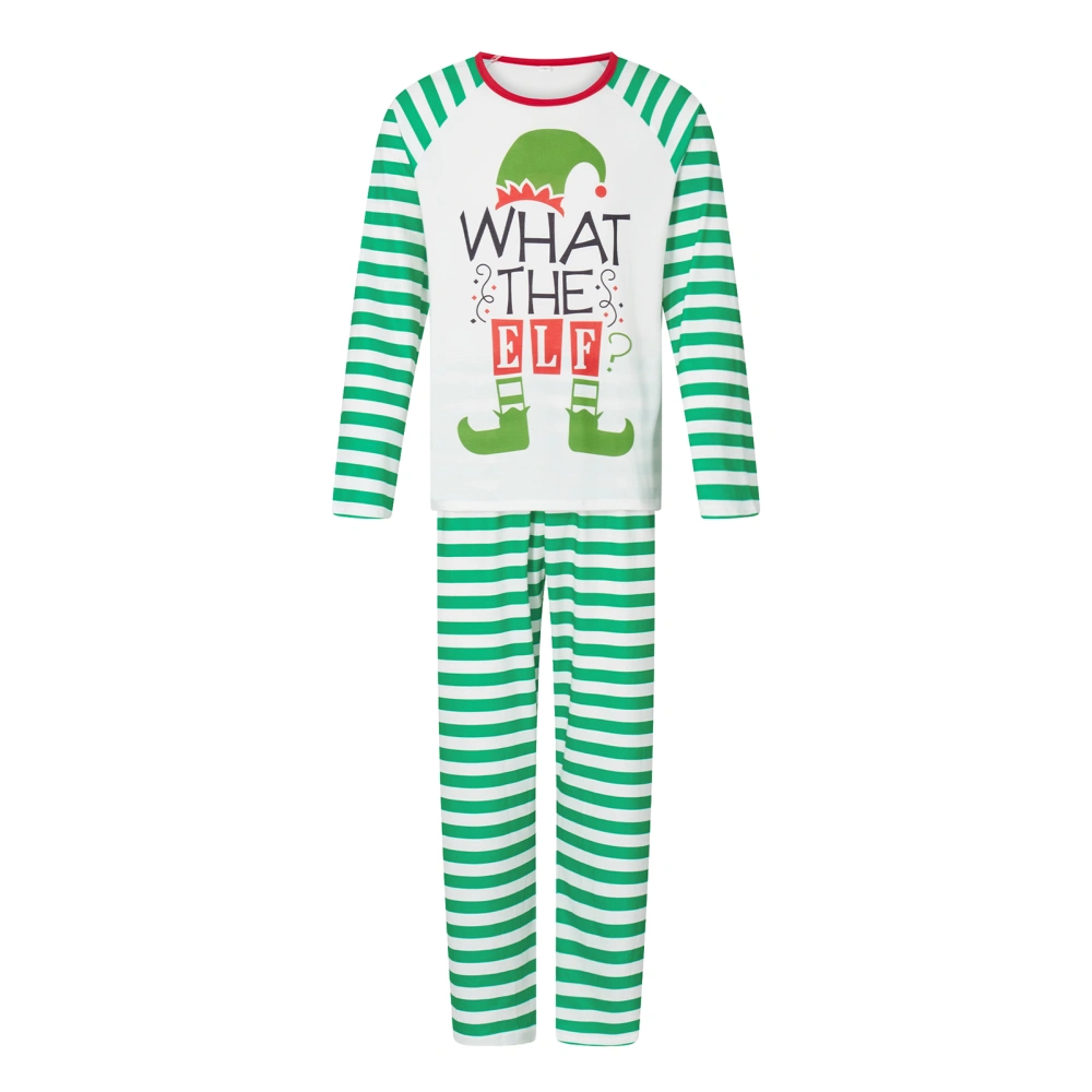 Christmas Pajamas for Family Long Sleeve Letter Tops+Striped Pants Set