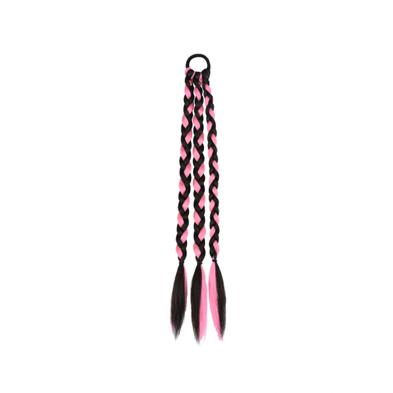 Braided Hair Extensions, Colorful Natural Wig Rubber Band Hairpiece 