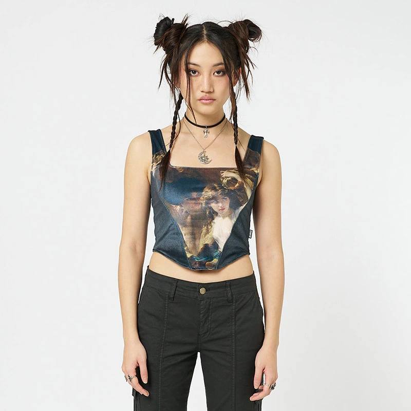 Printed Cinched Waist Slim-fit Slimming And Short Sling