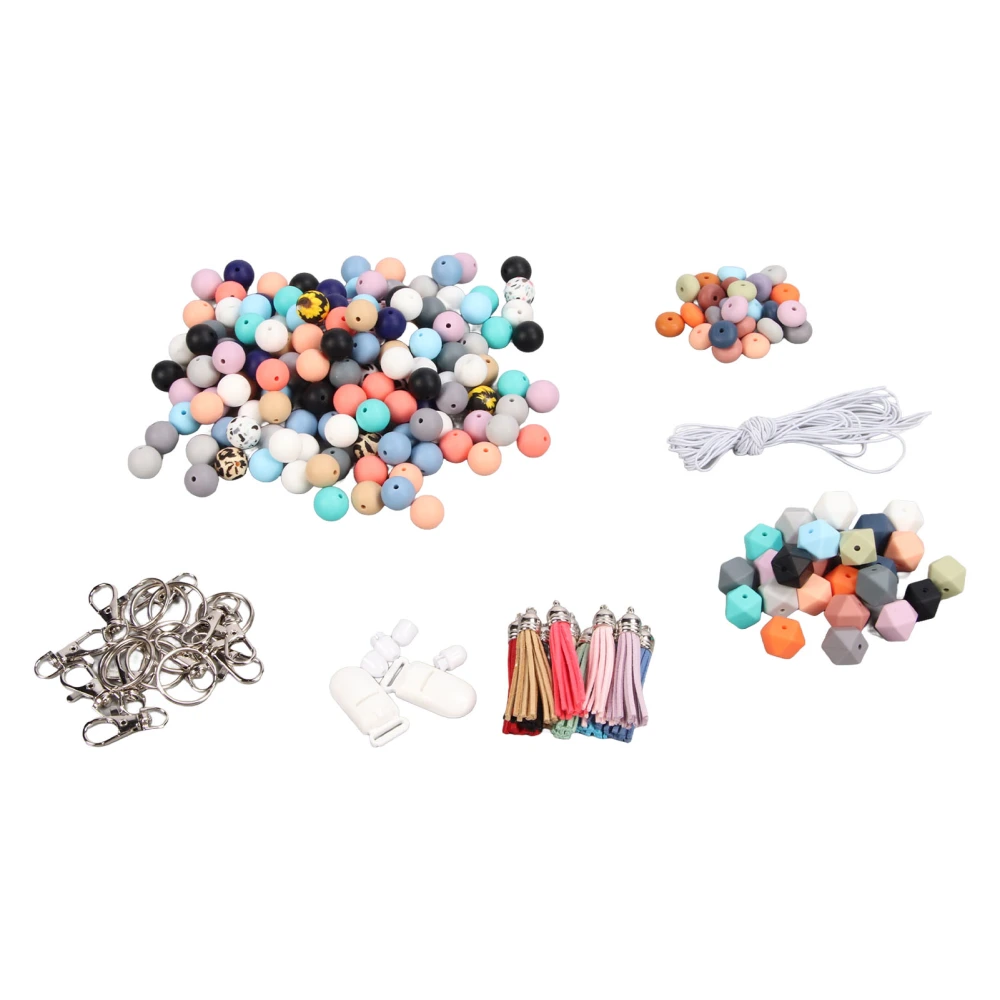 235Pcs Silicone Beads 0.6in Vibrant Assorted Colors Smoothing Keychain Making Kit with Clasps Keyrings Tassels for DIY