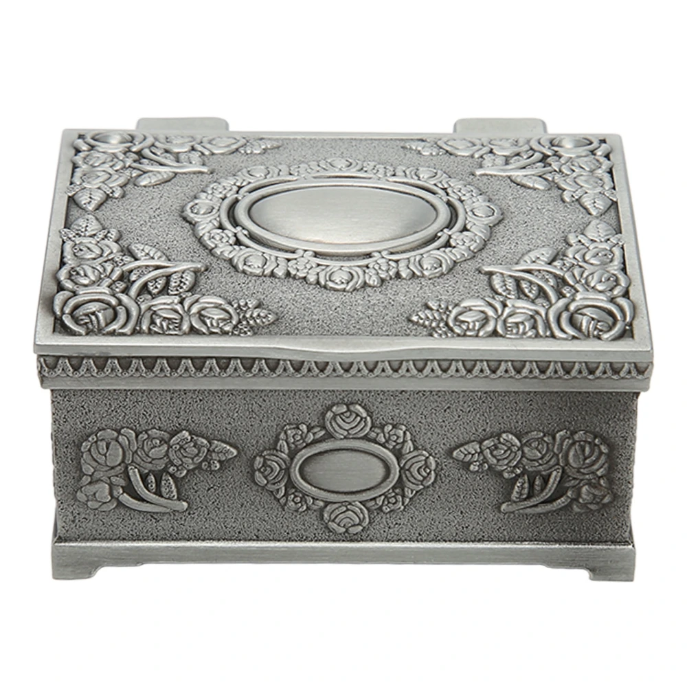 Vintage Jewelry Box Rustproof Fade Resistant Zinc Alloy Soft Velvet Decorative Treasure Trinket Chest Antique Pewter