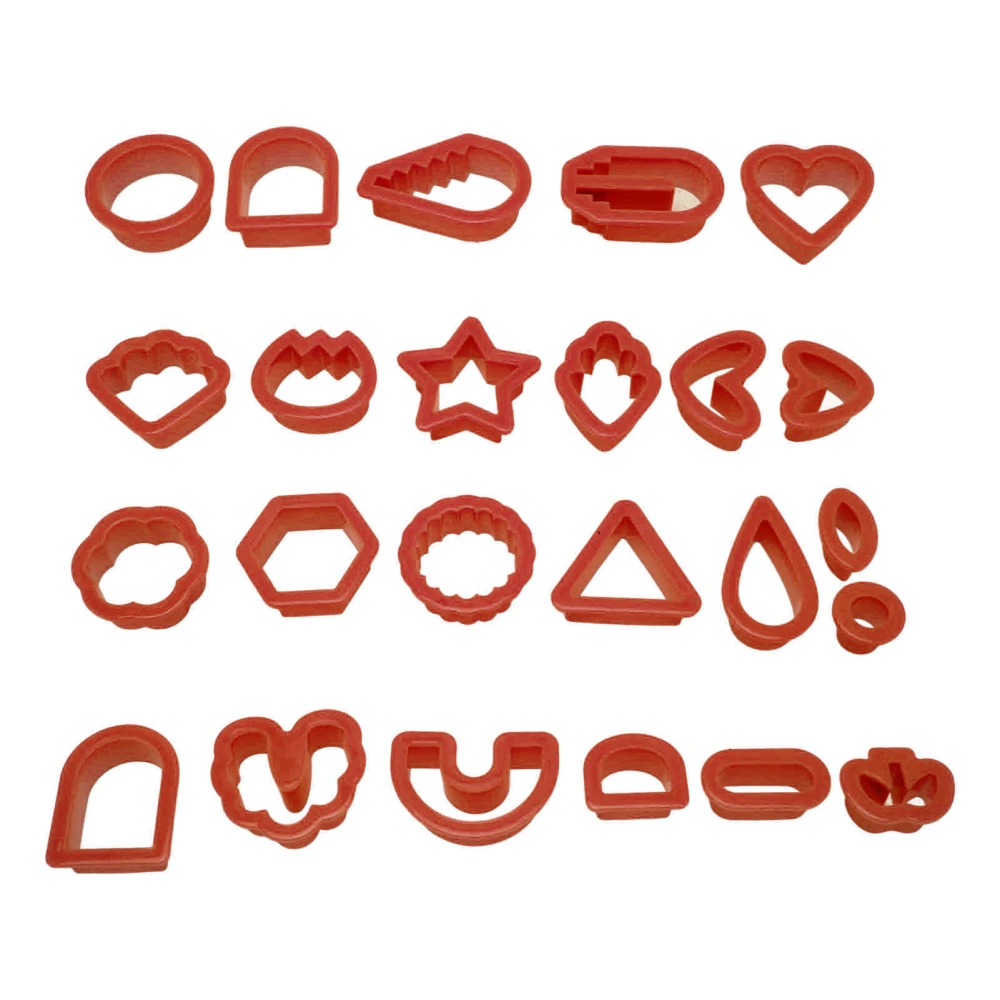 24pcs Polymer Clay Earring Cutters DIY Hand Crafted Thickened Edge Food Safe Clay Cutters for Cakes Candles Red