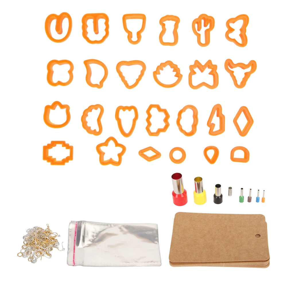 193pcs Polymer Clay Earring Cutters DIY 25 Shapes Clay Cutters for Key Rings Necklaces Orange