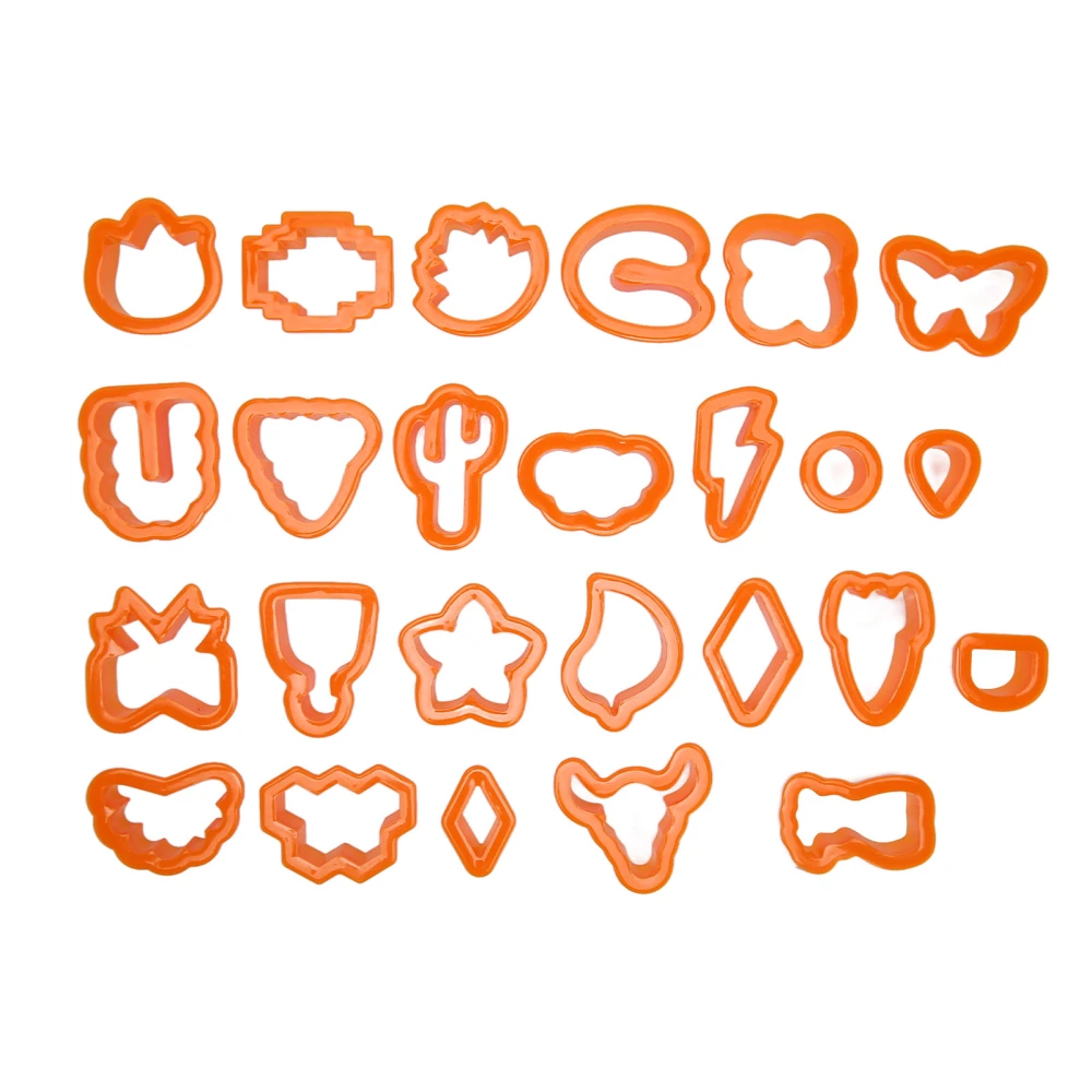 25Pcs Clay Earring Cutters Food Grade Plastic Assorted Styles Thick Edge Polymer Clay Cutters Set for DIY Handicraft Orange