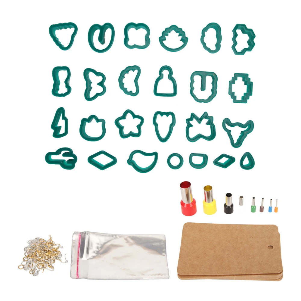 193pcs Polymer Clay Earring Cutters DIY 25 Shapes Clay Cutters for Key Rings Necklaces Dark Green