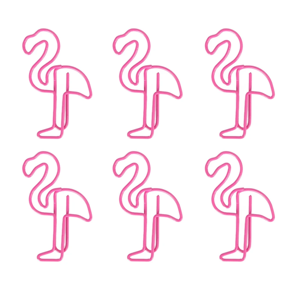 100pcs Paper Clips Prevent Slip Cute Flamingo Shaped Small Bookmark Paperclips for Paper Document Pink