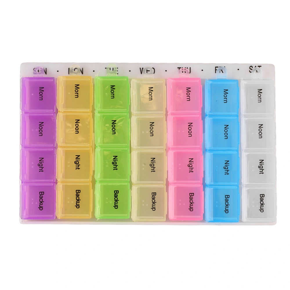 Weekly Tablet Organizer 28 Compartments Assorted Colors Removable Transparent Medicine Box for Family Fish Oils Vitamin