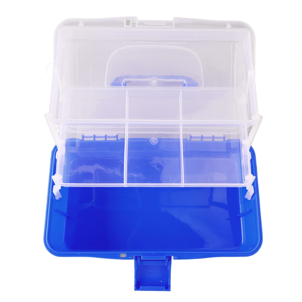 Three Layer Storage Box Plastic Folding Tool Box Portable Handled Multipurpose Organizer for Art Craft Cosmetic Accessories Blue