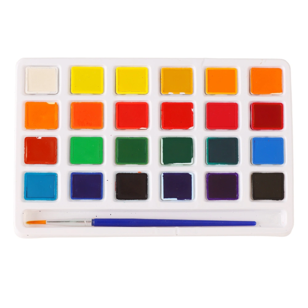 Water Color Paint 24 Colors High Saturation Bright Vibrant Portable Watercolor Paint Set with Brush for Painting